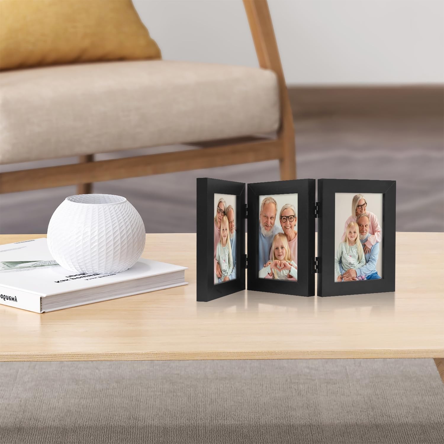 Frametory, 4×6 Triple Picture Frames 3 Photo (1-Pack), Black