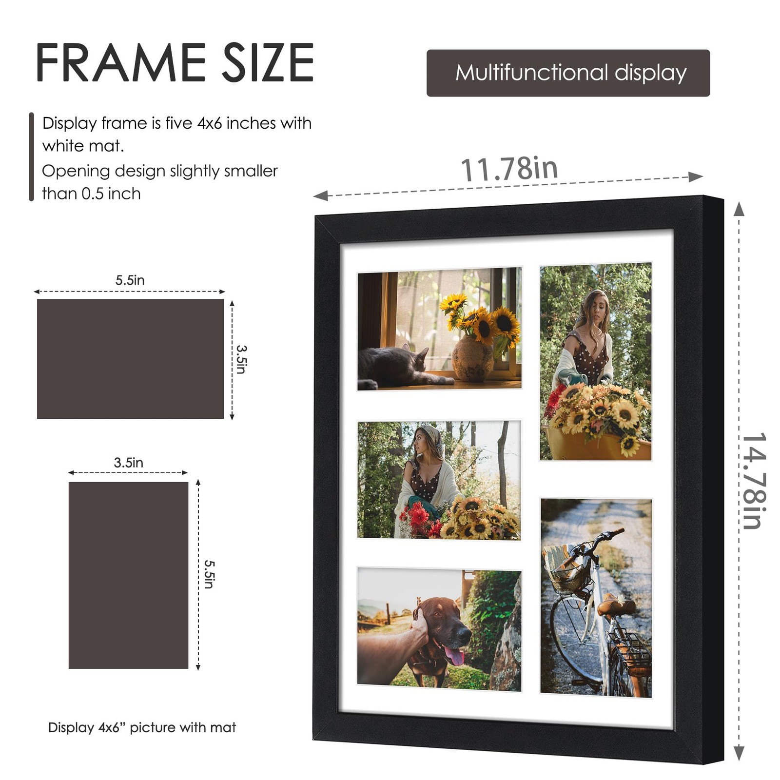 DUENPY 11×14 Collage Picture Frame, 4×6 11×14, Black