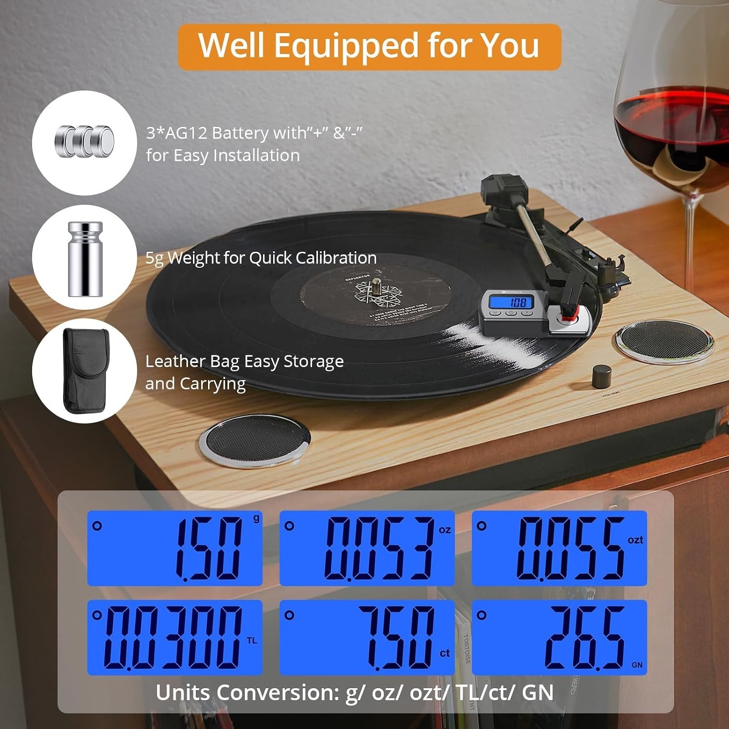 Digital Turntable Stylus Force Gauge 0.01g/5.00g with Blue LCD | Backlight Tu…
