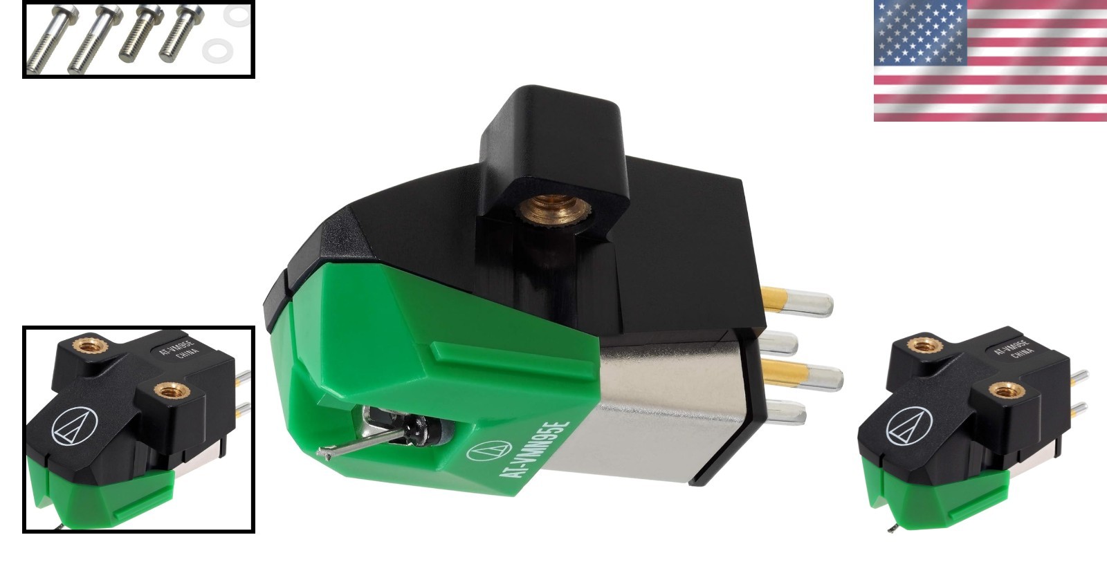 High-Performance AT-VM95E Green Vinyl Cartridge: Easy Installation & Rich Sound