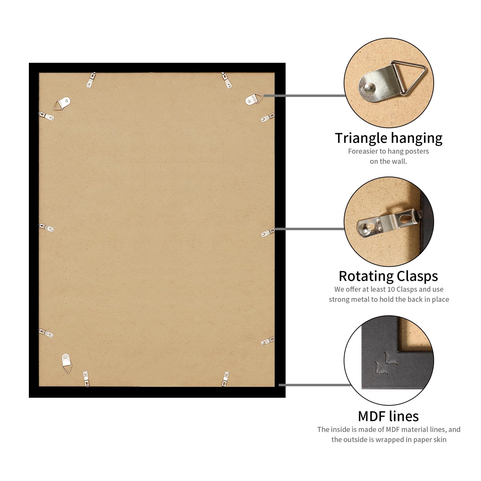 YESKAY 18×24 Picture Frame Black Set of 3, Display Pictures 18×24(3PK),