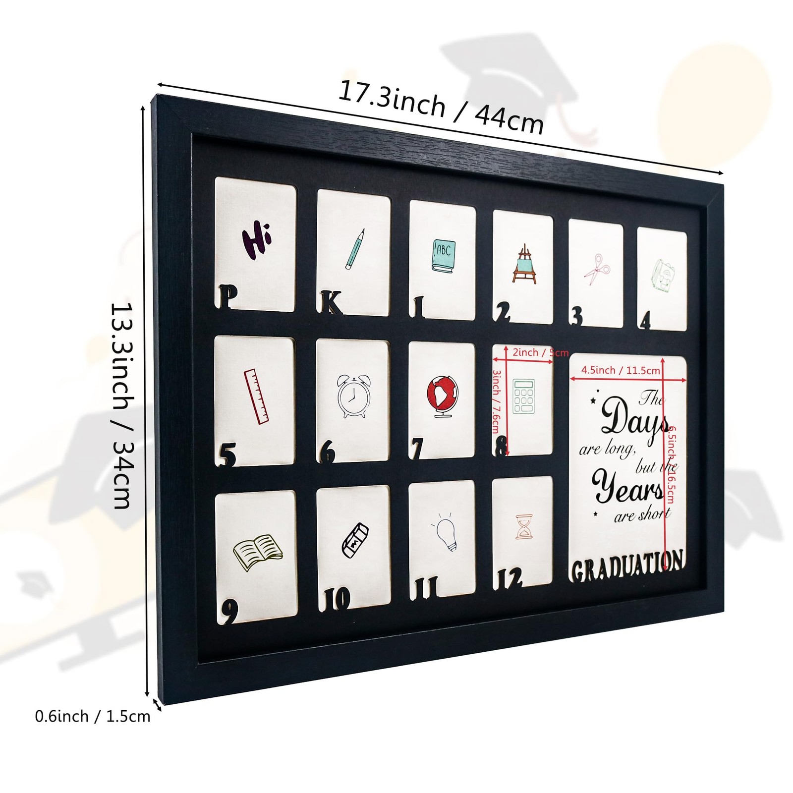 FramePro School Years Picture Frame Pre-K to 12″x16″, Black Mat/Pre-K 12