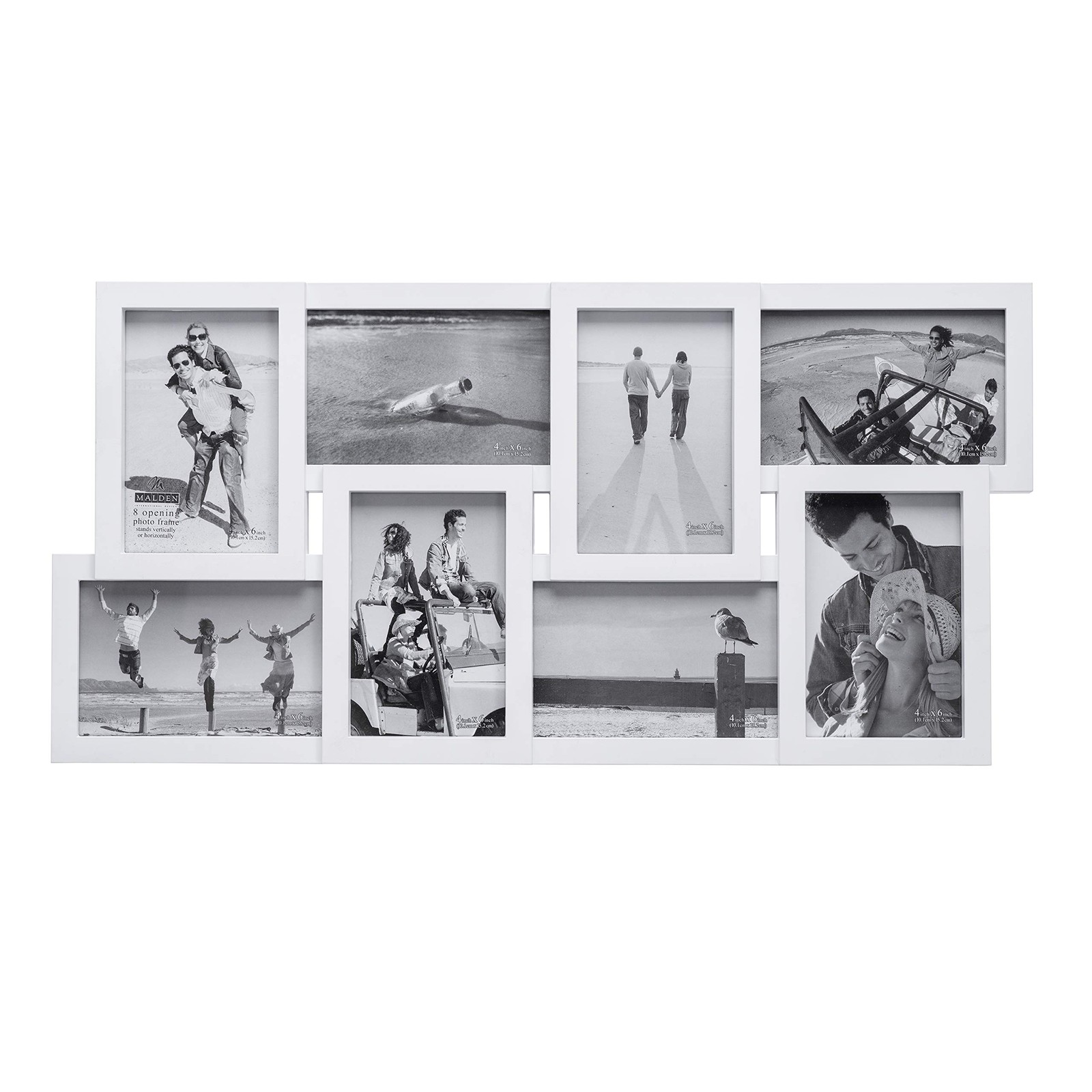 Malden International Designs Puzzle Collage Picture Frame, 8 8 Opening, White