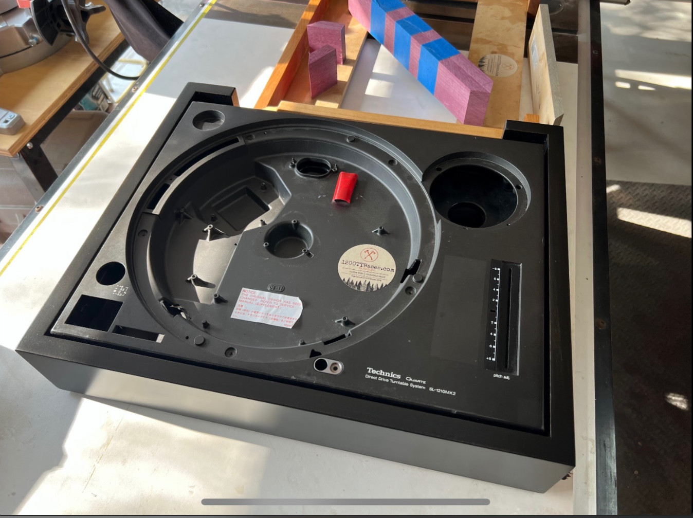 Custom Ebony Stained Wood Turntable Base, Cabinet, Box. Fits Technics SL-1200MK2