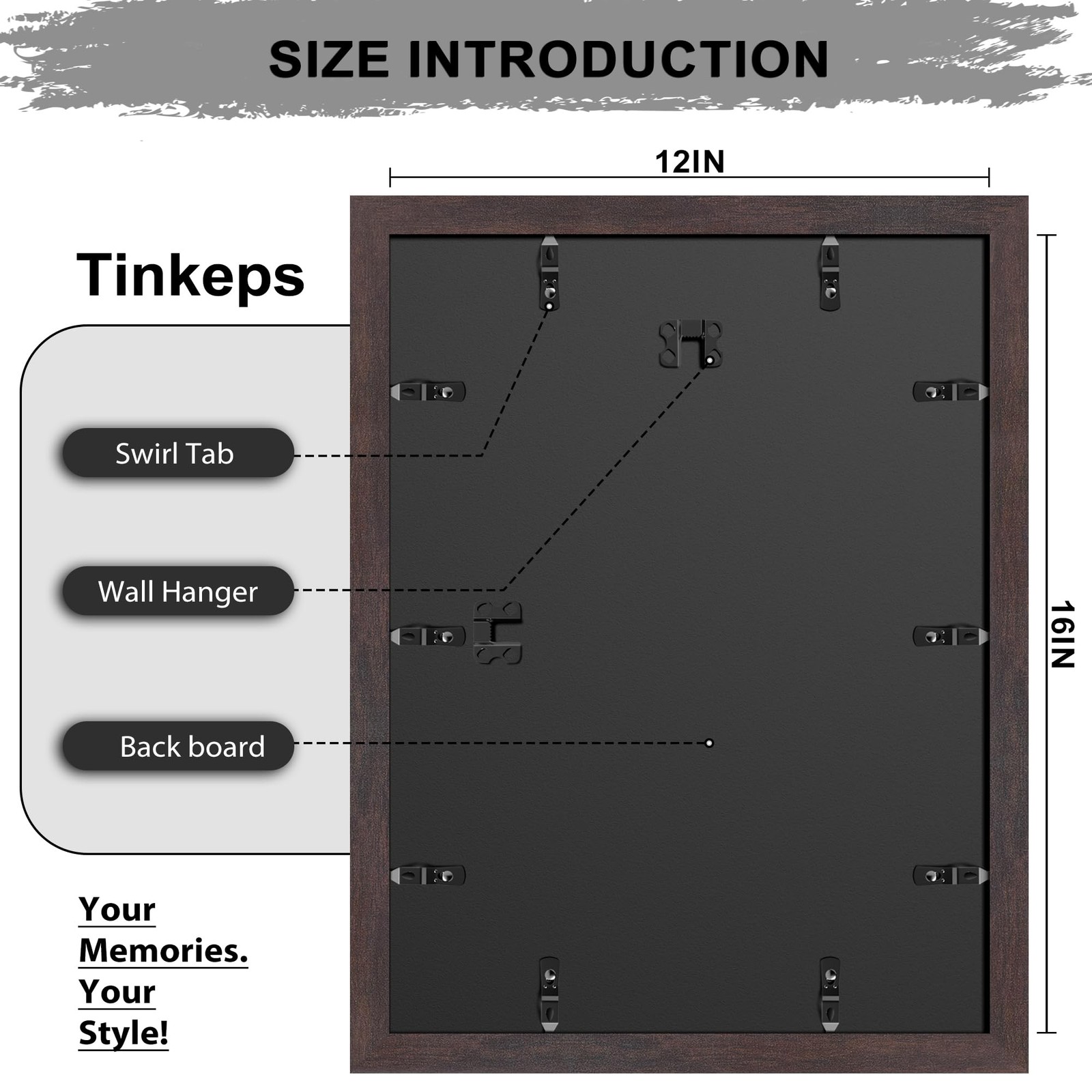 Tinkeps 12×16 Frame Walnut Brown, Thick Poster Frames 12 12×16, Brown