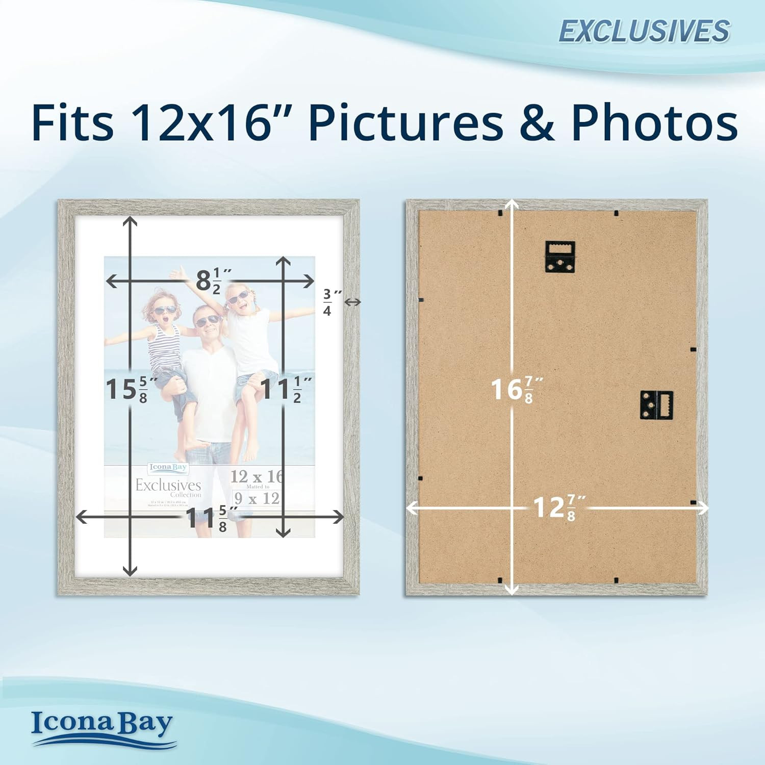 Icona Bay 12×16 Alder Gray Picture Frame with mat to 9×12,