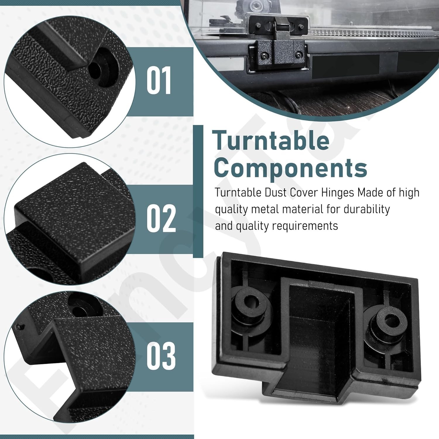 2 Pack Dust Cover Hinge Set Replacement Part for Turntables SL 1200 Black