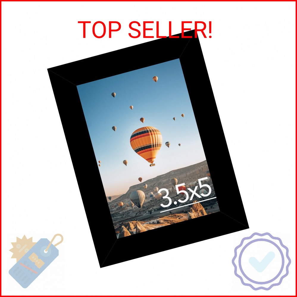 JCJMY 3.5×5 Picture Frame Black for Wall or Tabletop, 3.5 x 5 Wall Gallery Poste