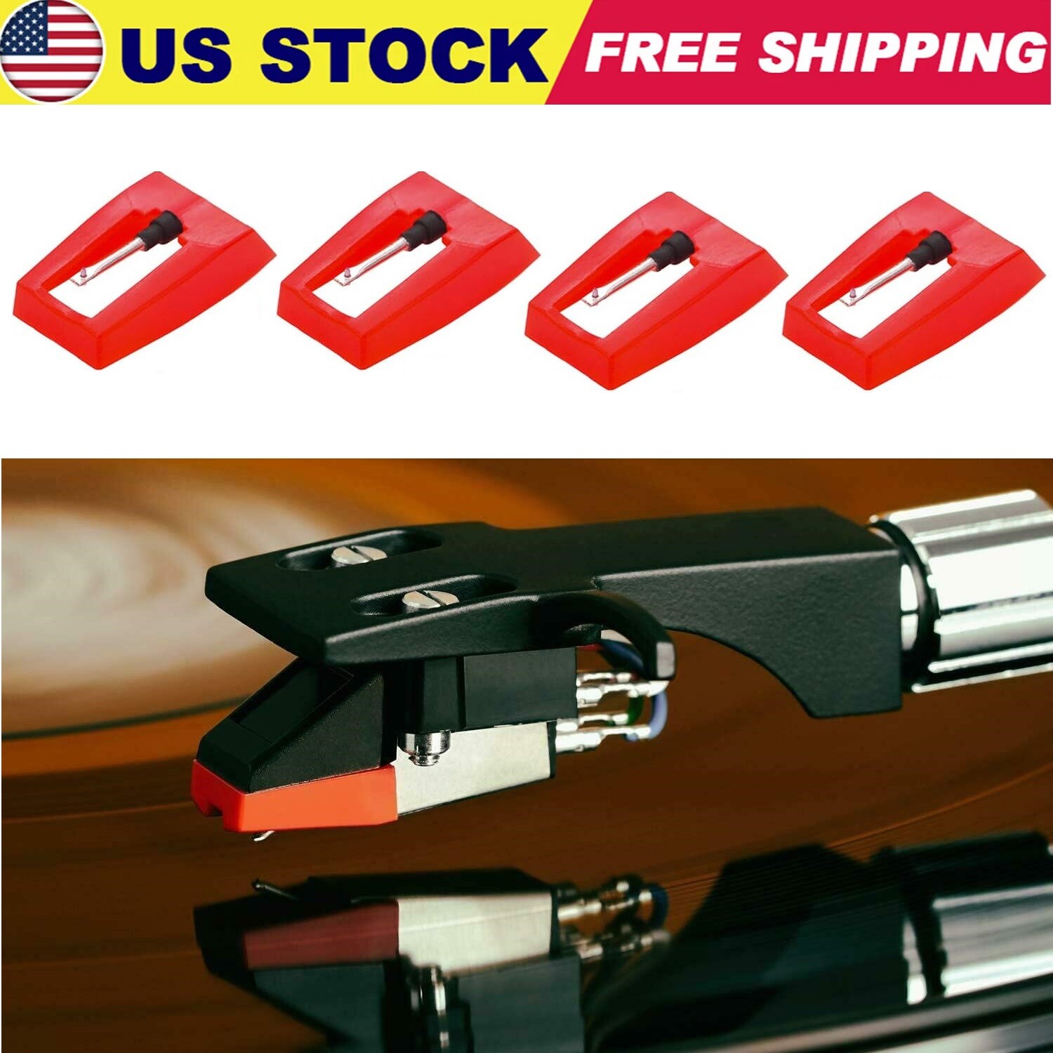 4× Diamond Replacement Vinyl Turntable Cartridge Needles For Crosley Phonograph