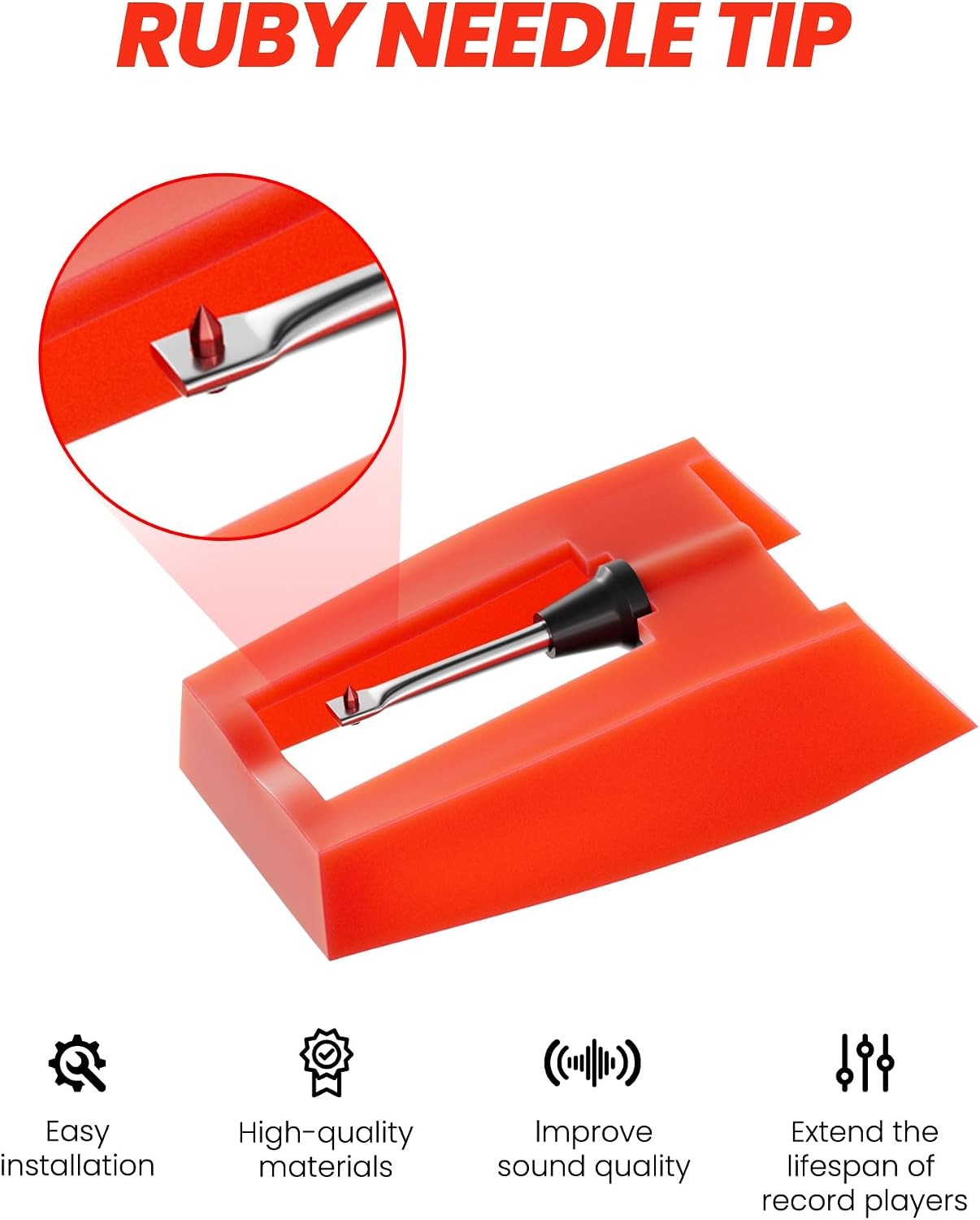 4 Pack Record Player Needle Replacement, Vinyl Record Needle, Easy to Install
