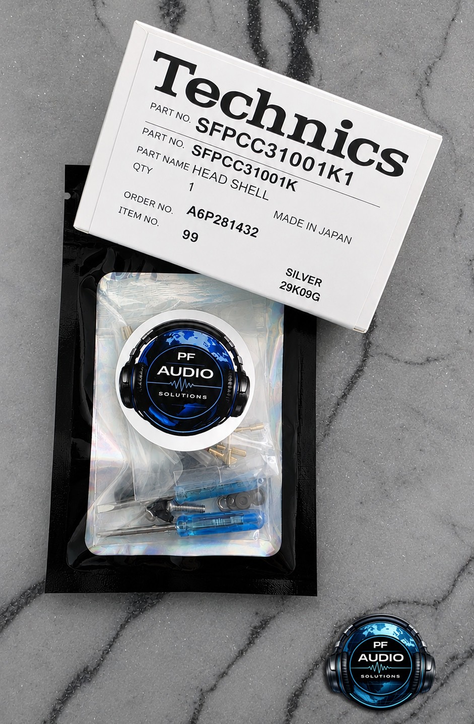 Technics 1200 1210 MK2 Turntable Headshell + gold wires , + screws SFPCC31001K1