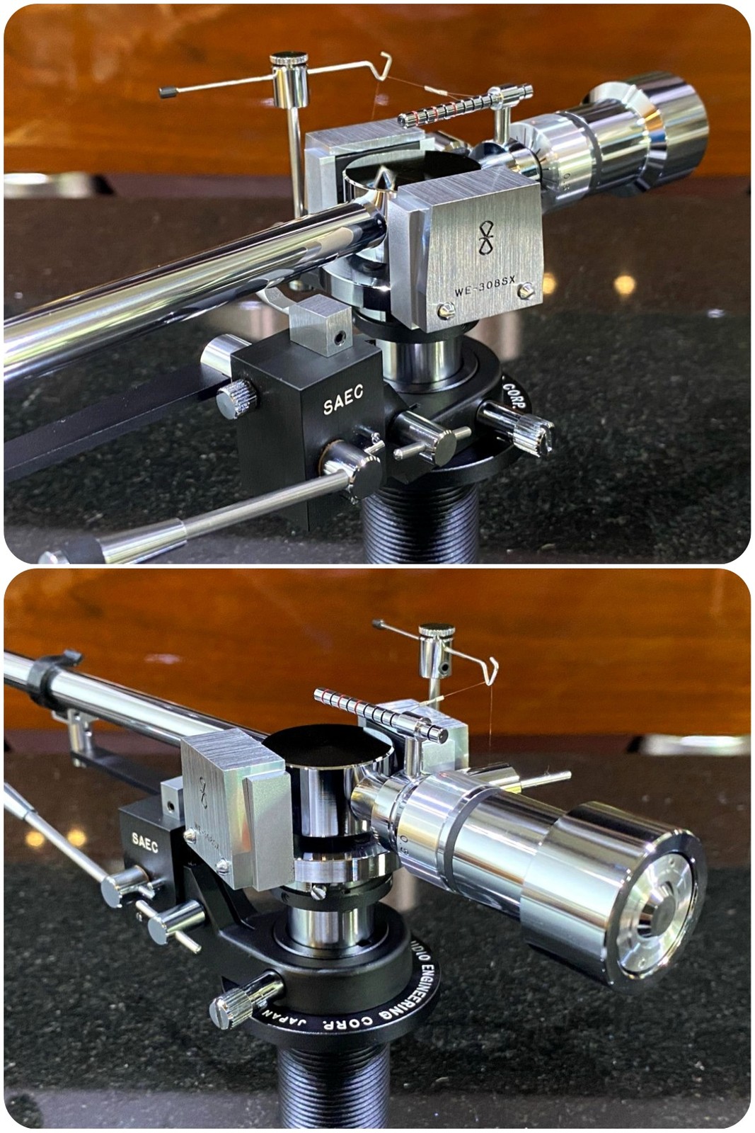 DDP SAEC WE-308SX Premium Tonearm Double Knife Edge Cable Box Serviced JP Rare