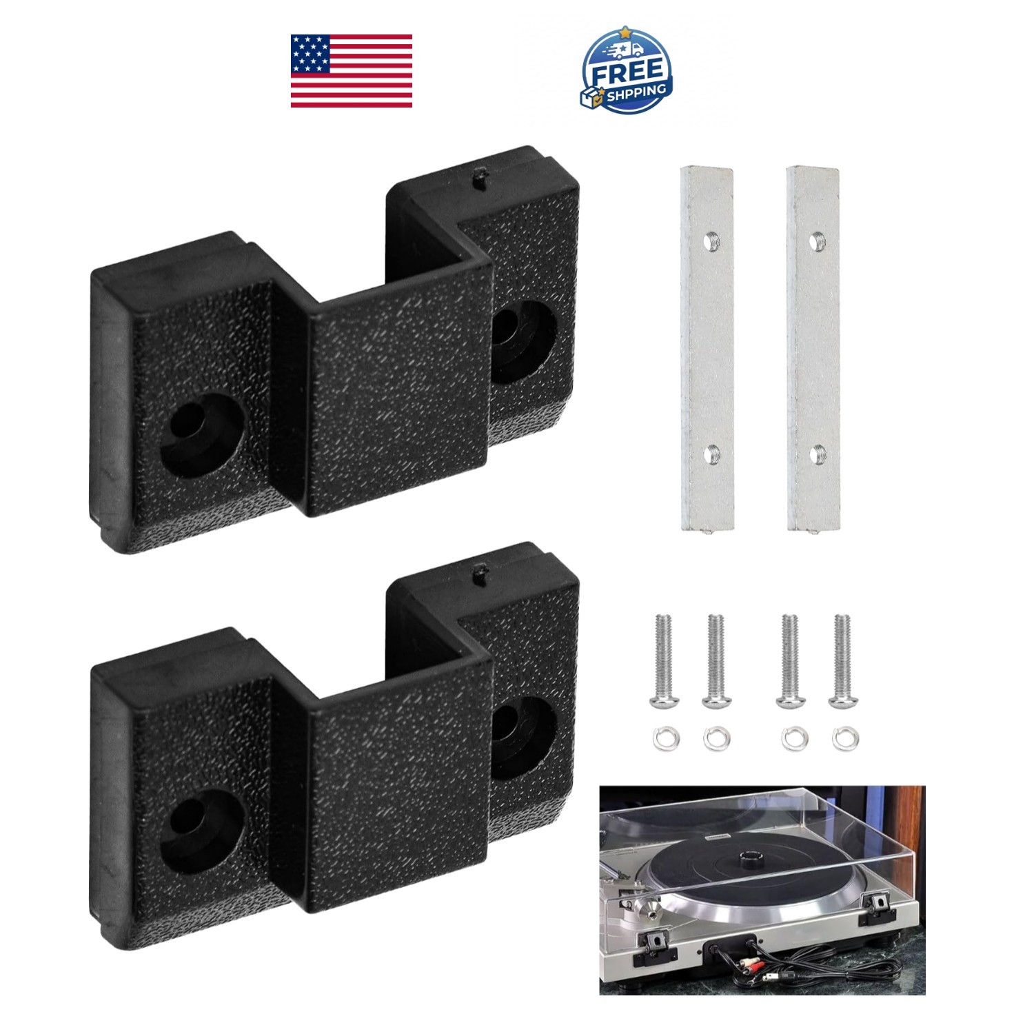 2 Pack Dust Cover Hinge Set Replacement Part for Turntables SL 1200 Black