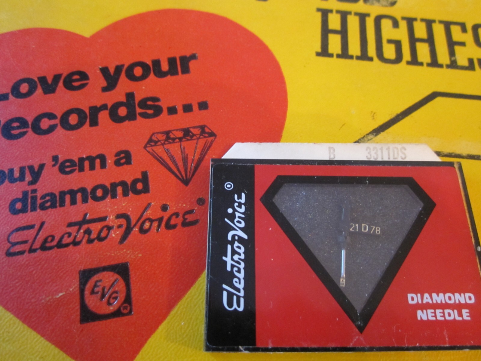 New Electro-Voice Phonograph Diamond Needle B 3311DS Highest Quality Switzerland