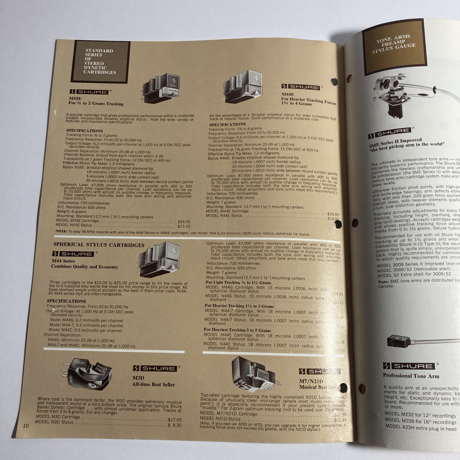 SHURE Cartridge Catalog. Super Track Plus M91E And Others