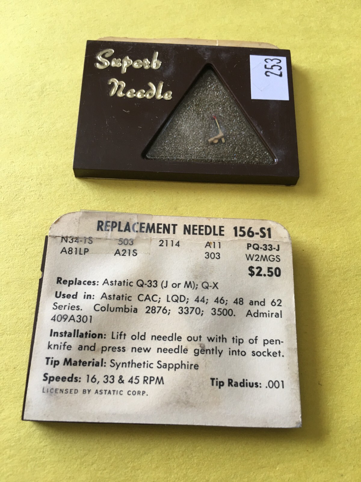 Original NOS Superb Needle Stylus 156-S1 for Astatic Columbia Admiral Lot of 2