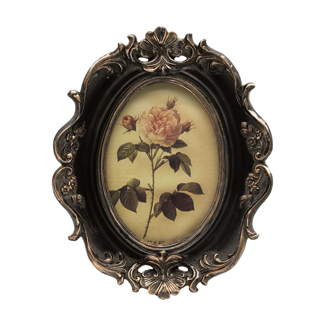 CISOO Vintage 4×6 Oval Picture Frame Antique Photo Table Top Black