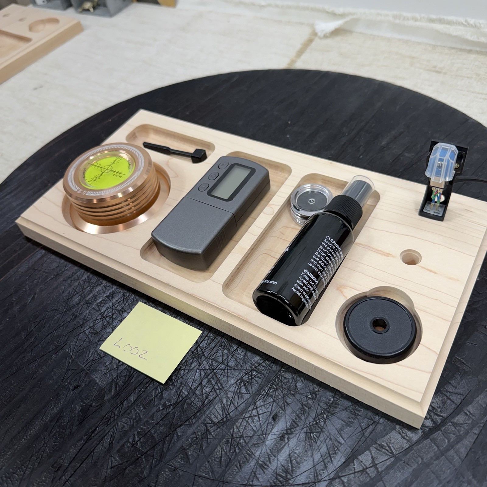 Turntable Accessory Tray W Headshell Stand Unique Wood Character Organizer Read