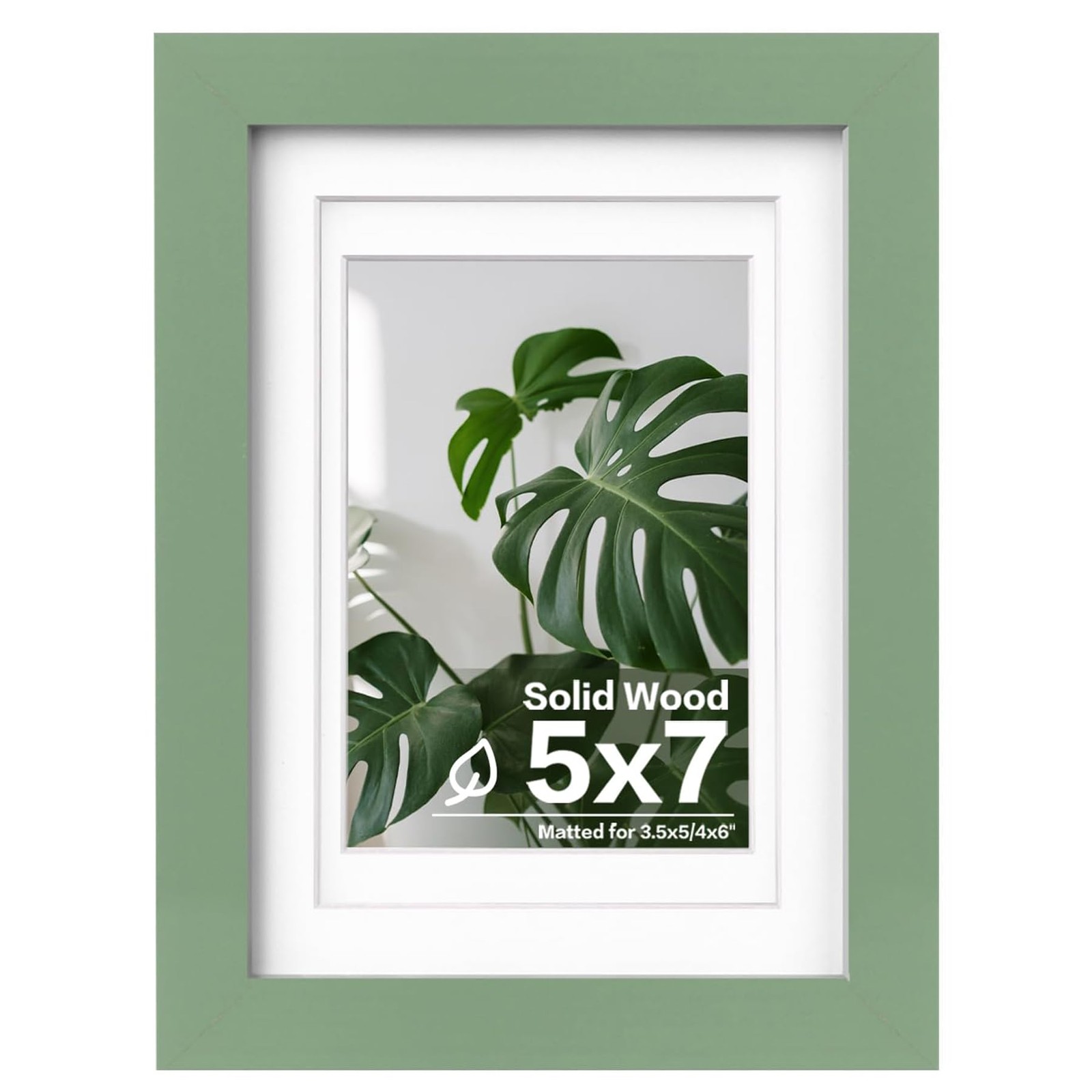 Egofine 5×7 Picture Frame Made of Solid Wood, Covered by 5×7, Green