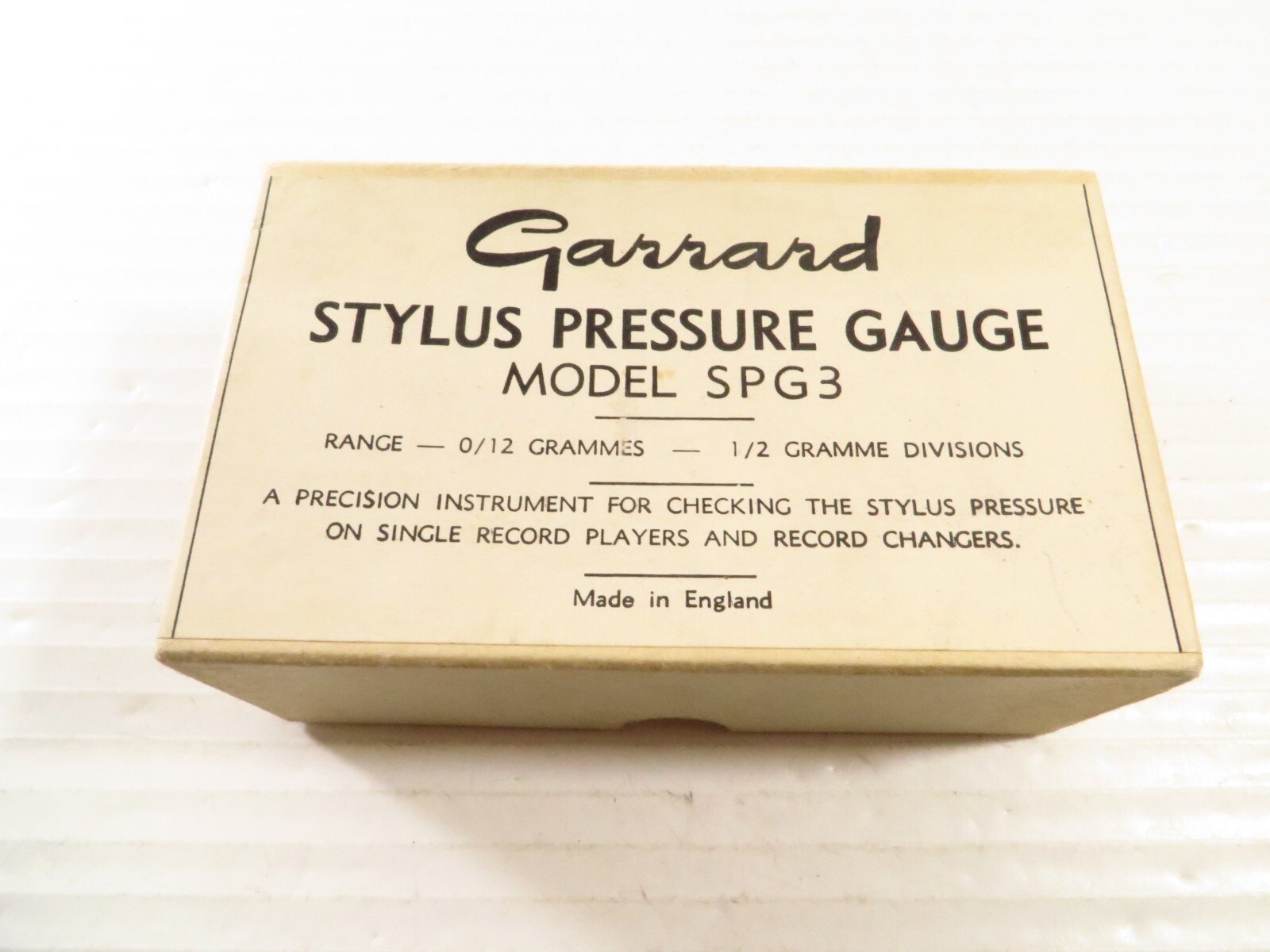 Garrard Model SPG3 Stylus Pressure Gauge, in Box, Made in England