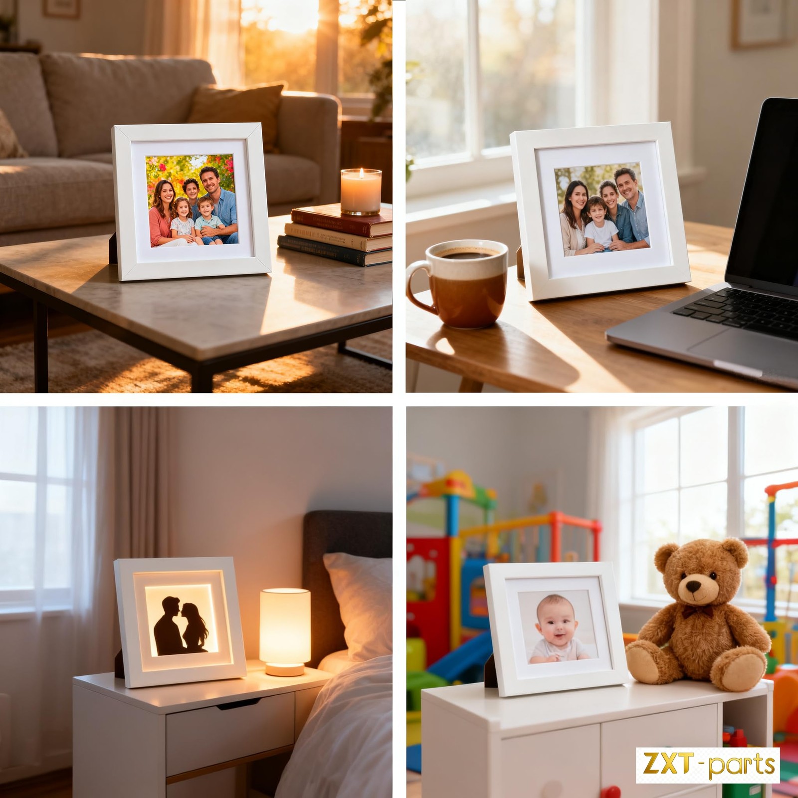 5×5 Picture Frames with 4×4 Opening Mat. White Square Photo 5x5m4x4,