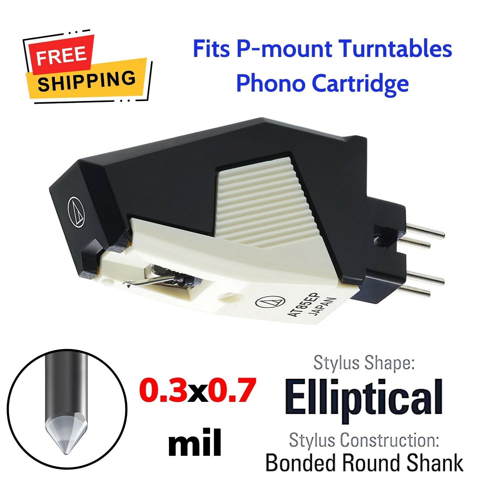 Phono Cartridge Elliptical Stylus Linear Tracking P Mount Turntables T4P Plug in