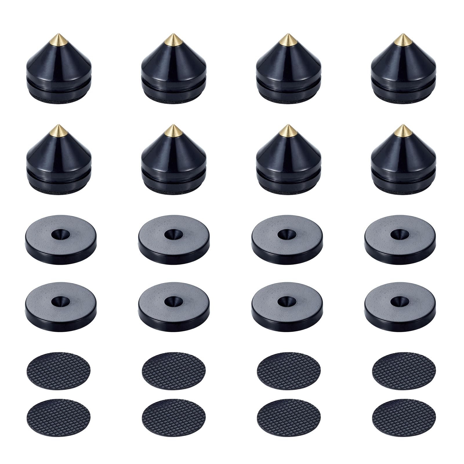 8 PCS Speaker Spikes Floor Protectors Shockproof Isolation Stand Feet Black