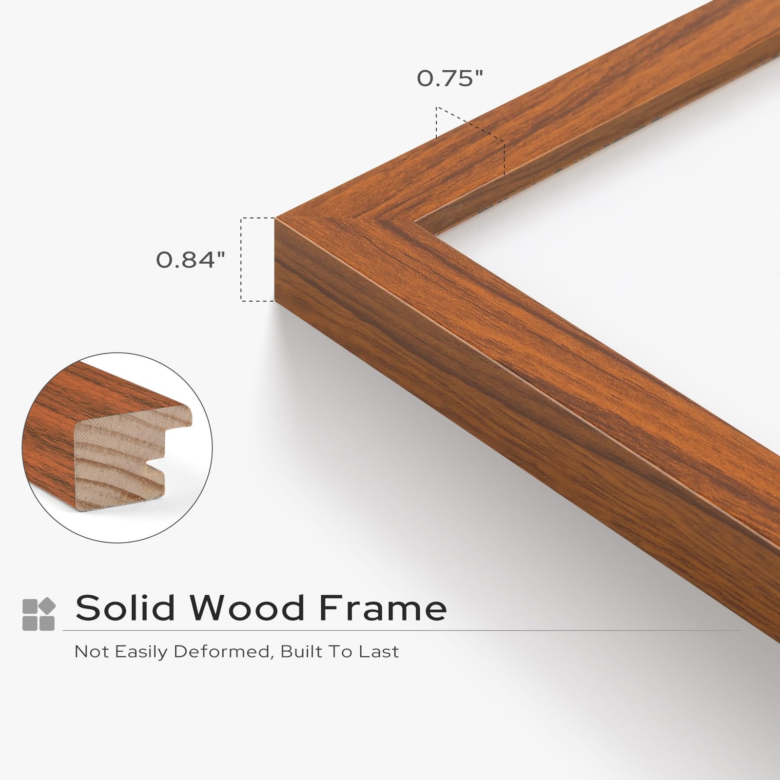 Golden State Art, 12×16 Picture Frame – Solid Wood with Real 1 Pack, Brown
