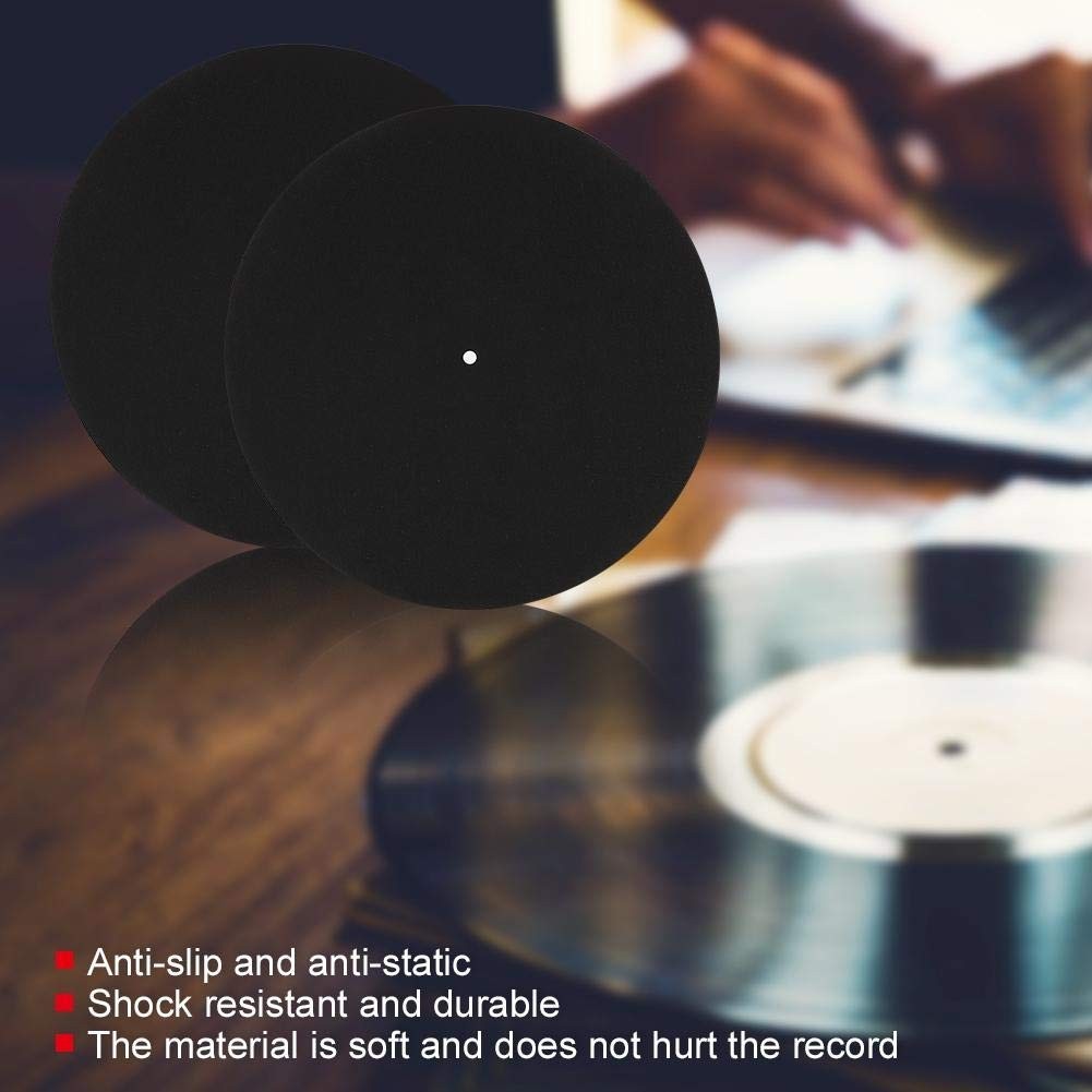 2 Pack Turntable Platter Mat – Anti-Static Felt Slipmat for LP Record Players 3m