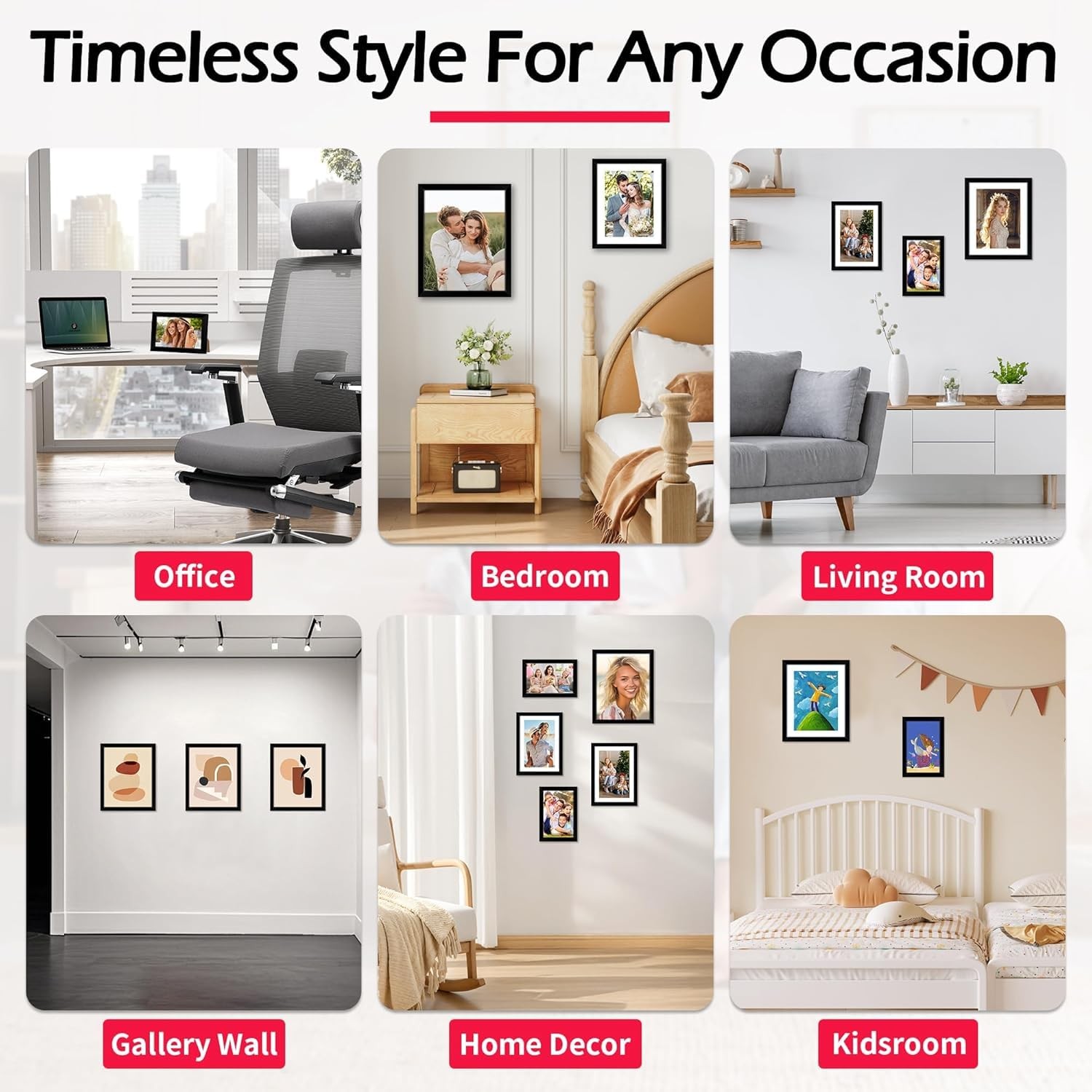 HOMERHYME 8×10 Picture Frame Set of 8, Black Photo Frames 8″x 10″, Black*8
