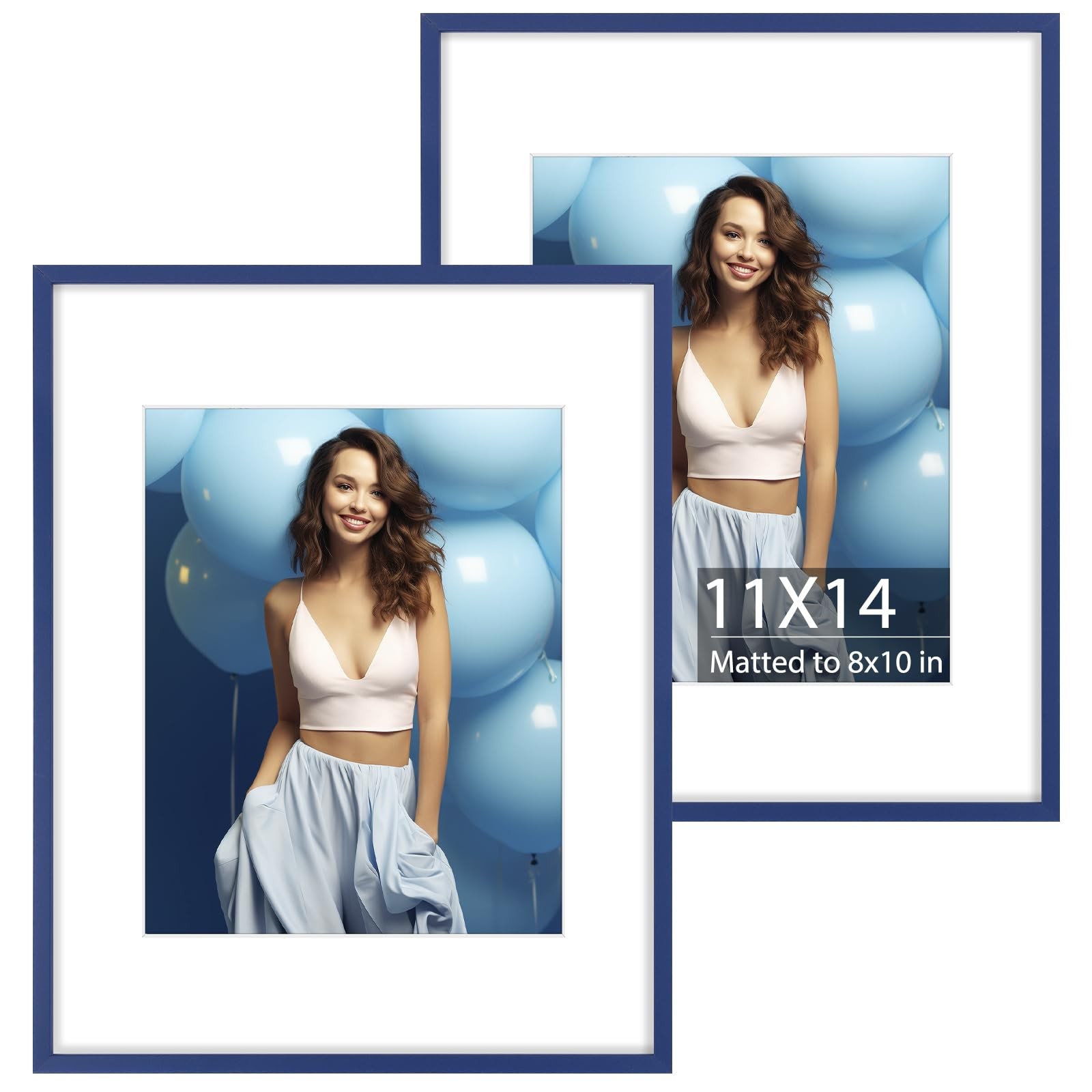 Golden State Art 2-Pack 11×14 Aluminum Picture Frames with 8×10 11×14, Blue