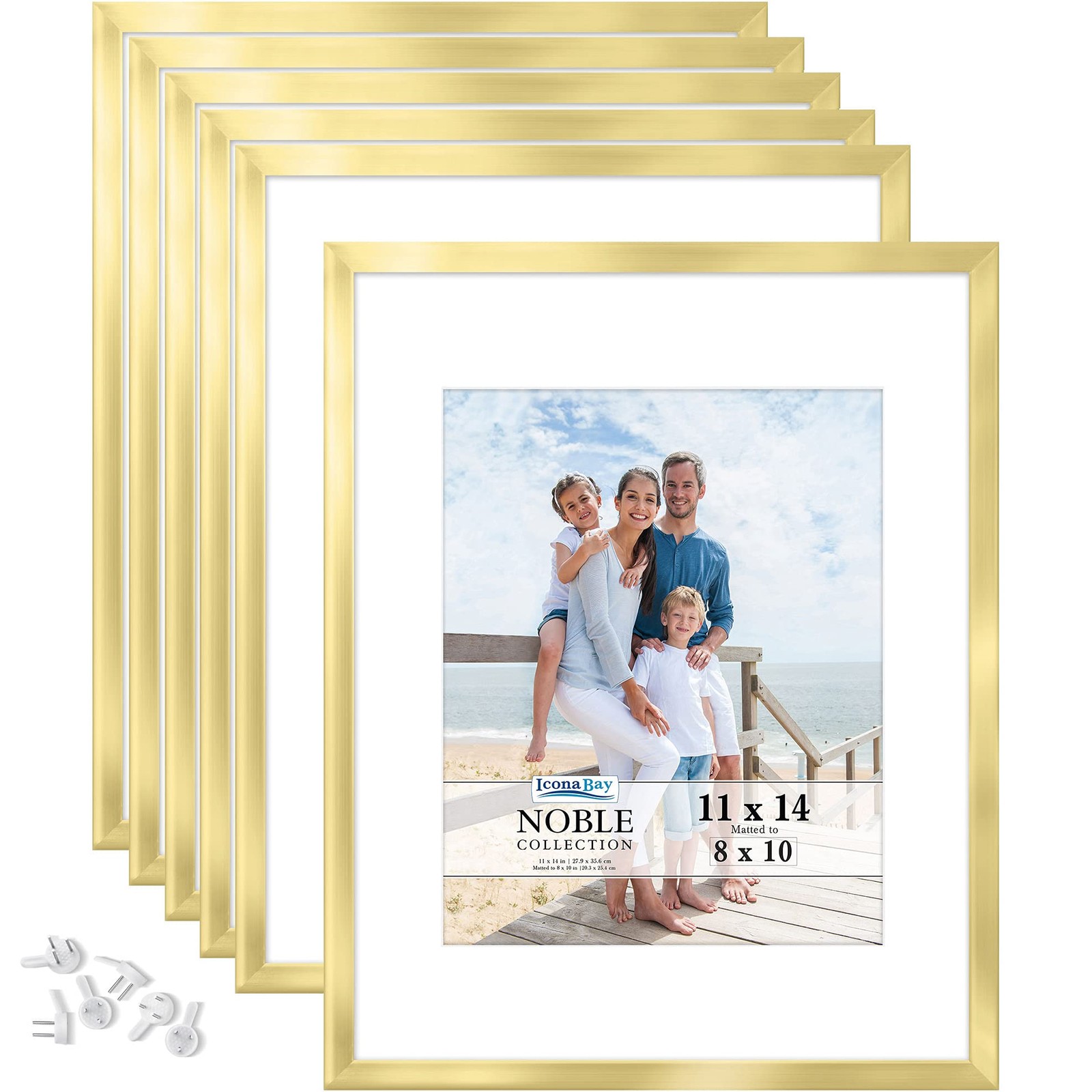 Icona Bay 11×14 Picture Frames w/Removable Mat for 8×10 Photos 11×14, Gold