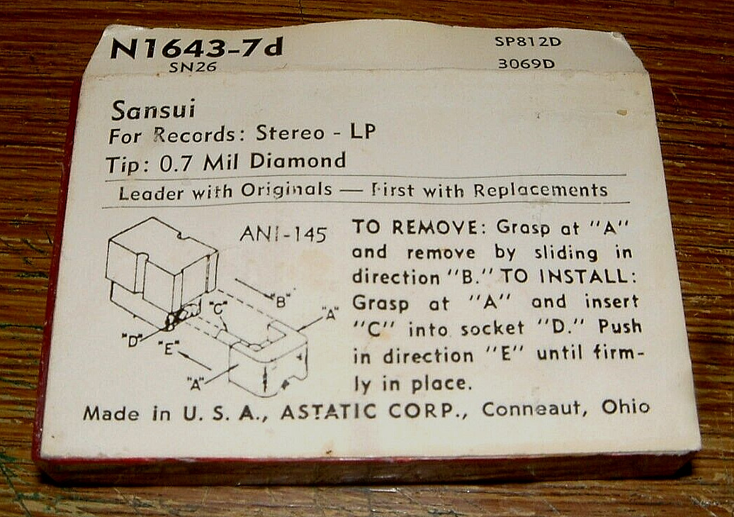Stereo Diamond NEEDLE 680-D7 for Sansui SN26, N1643-7d, PM3090D, Sanyo ST-15GD