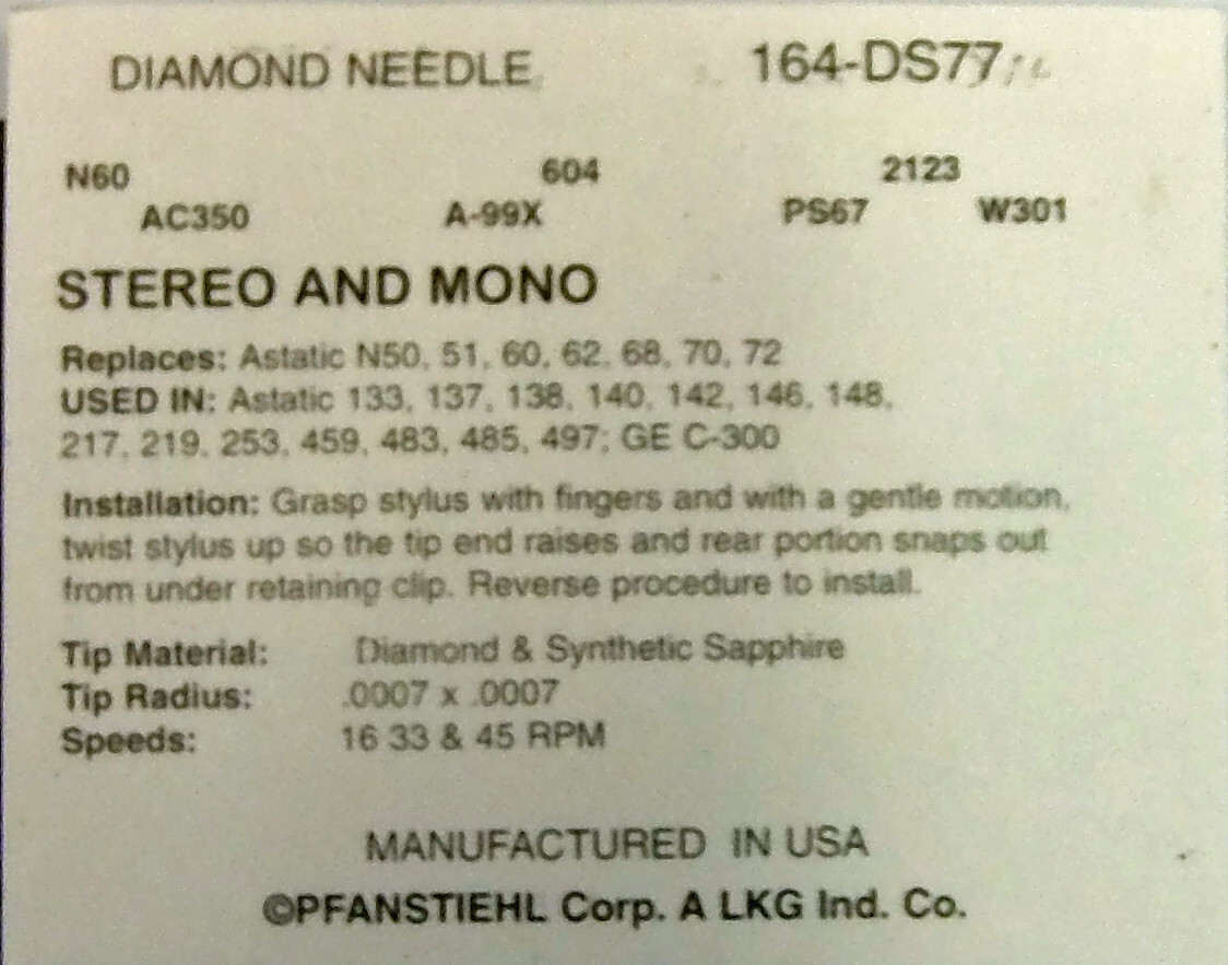 PREMIUM RECORD NEEDLE Jukebox Needle for Wurlitzer 1050 3600 3800 7500 164-DS77