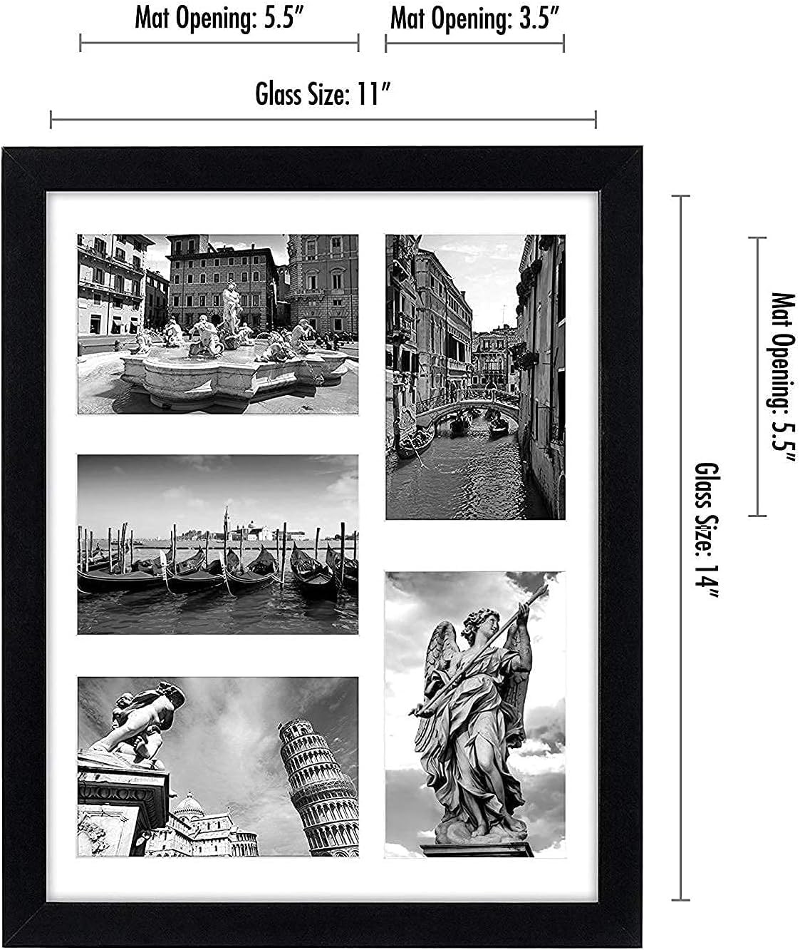 Americanflat 4×6 Collage Picture Frame with Shatter-Resistant 11×14, Black