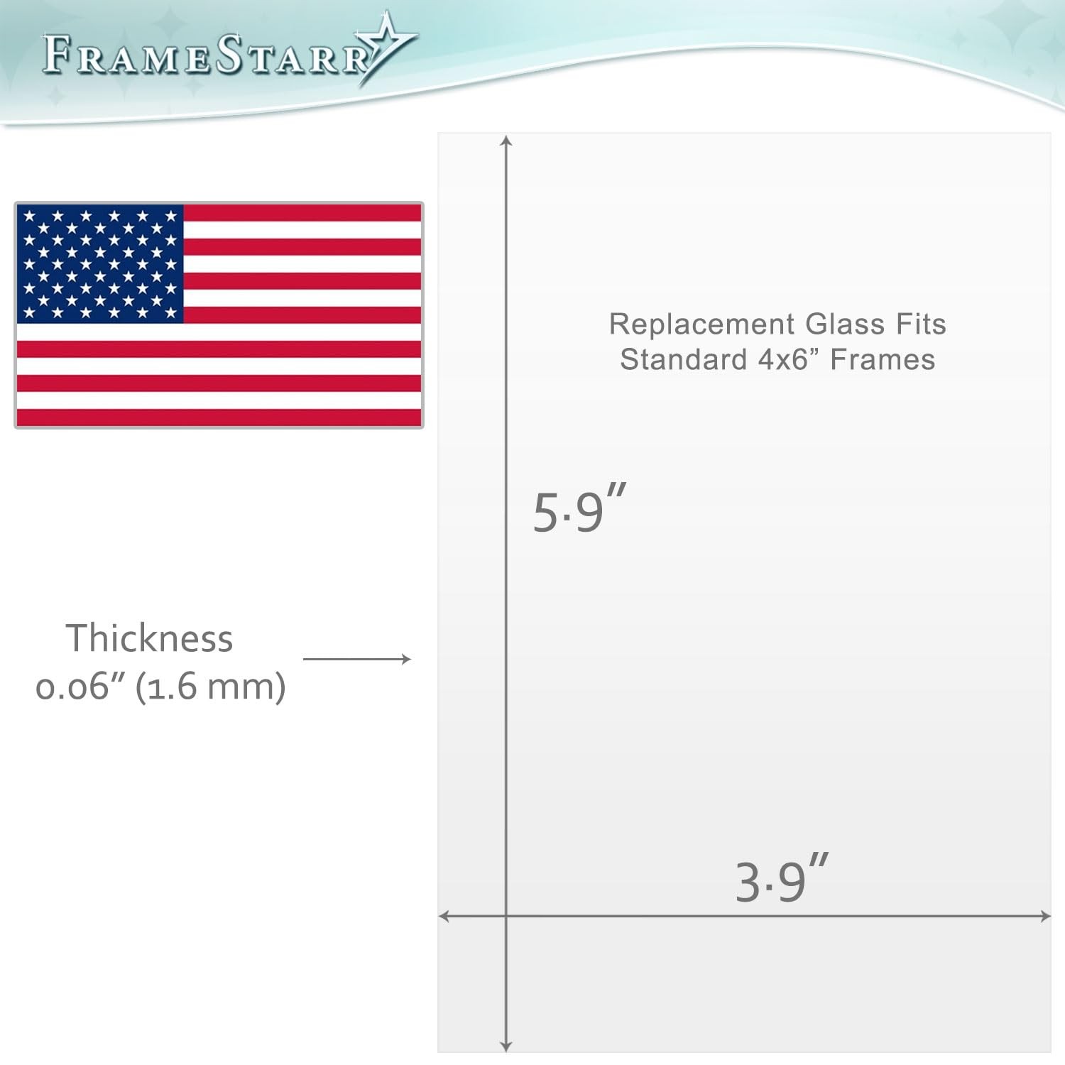 FrameStarr – 4×6 Glass – Crystal Clear, 2 Pack – (2 Pack), Clear