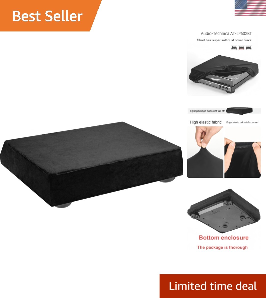 Stretch Fleece Dust Cover for Audio-Technica AT-LP120XUSB/AT-LP120XBT-USB & A…