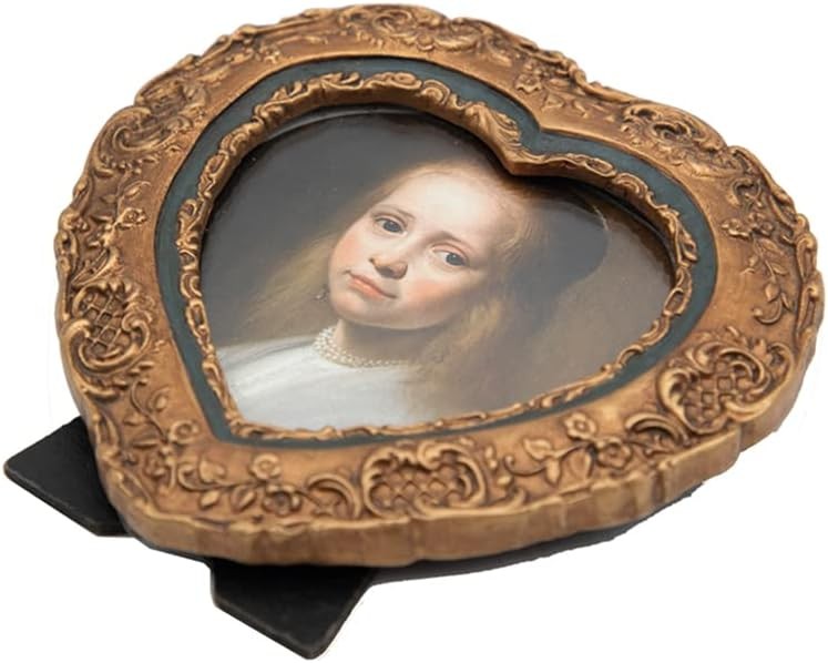 SYLVIA’S SHOP 3×3 Small Vintage Heart Shaped Picture 3 x 3 Heart, Bronze Gold