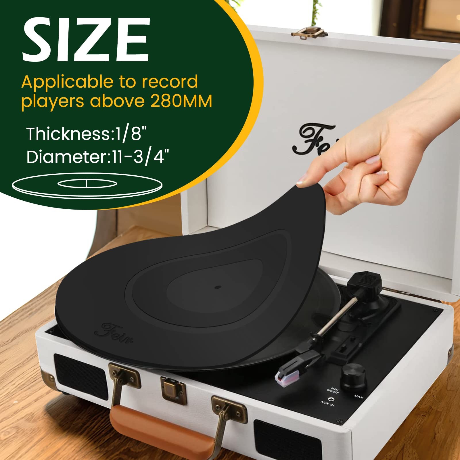 Turntable Platter Mat Black Rubber Silicone Design for Universal Mat,