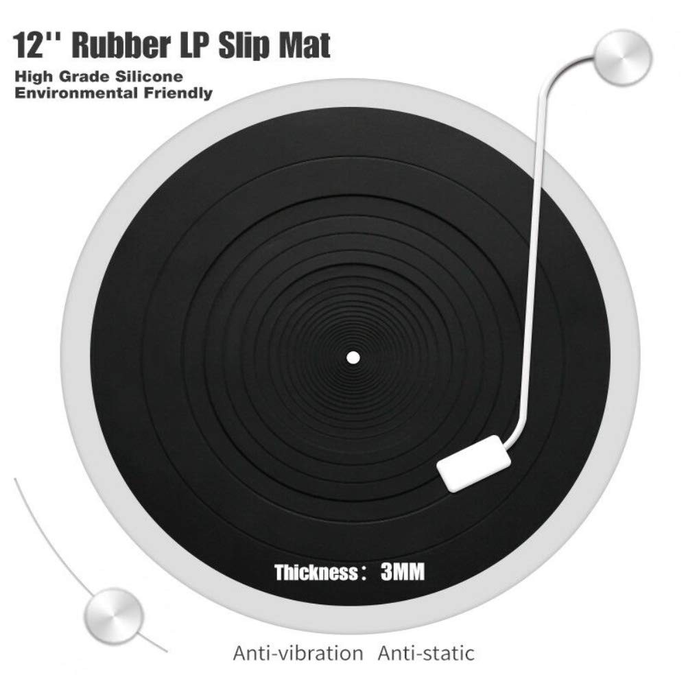Universal Rubber Slipmat Turntable Platter 12inch 12 Inch Diameter, Black