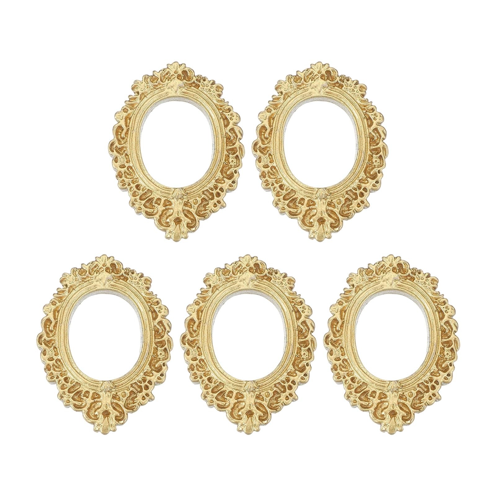 uxcell 5pcs Vintage Resin Picture Frames, Mini Tiny 0.9 x 0.8 inch, Gold