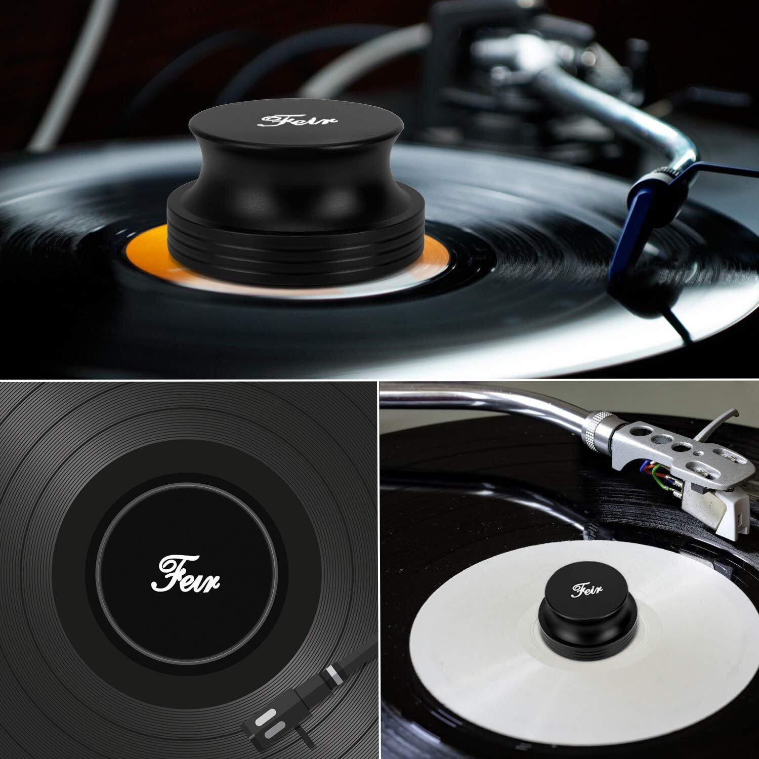 Black Vinyl Record Weight Stabilizer Turntable Clamp For Improved Sound Quality