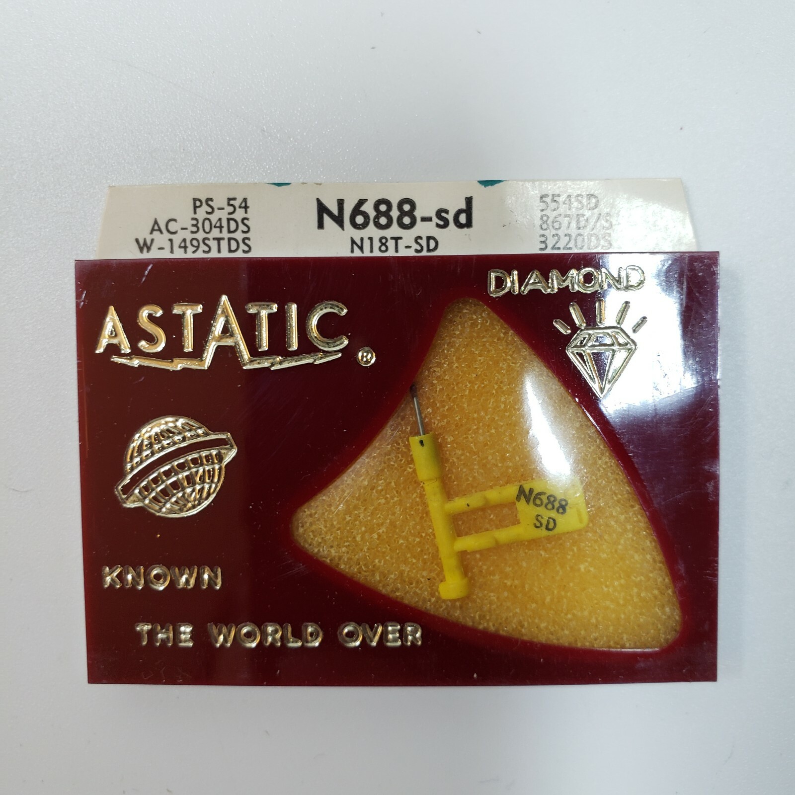ASTATIC N688-sd Needle Stylus Sonotone N16T N18T, AC304 PS-54 554SD 867D Yellow