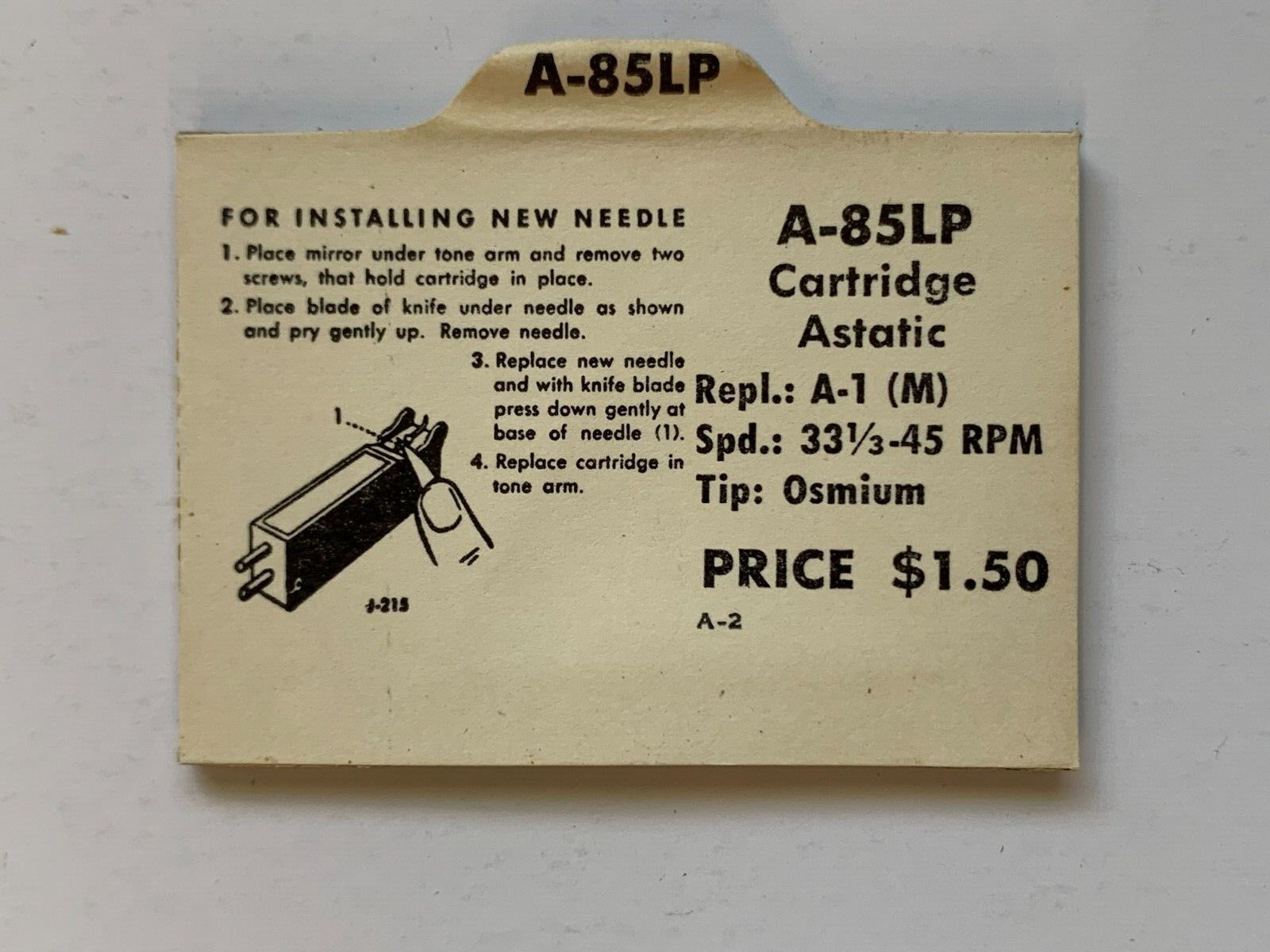 Box of 82 Vintage VOICE OF MUSIC Phonograph Needles New Old Stock A-85 LP