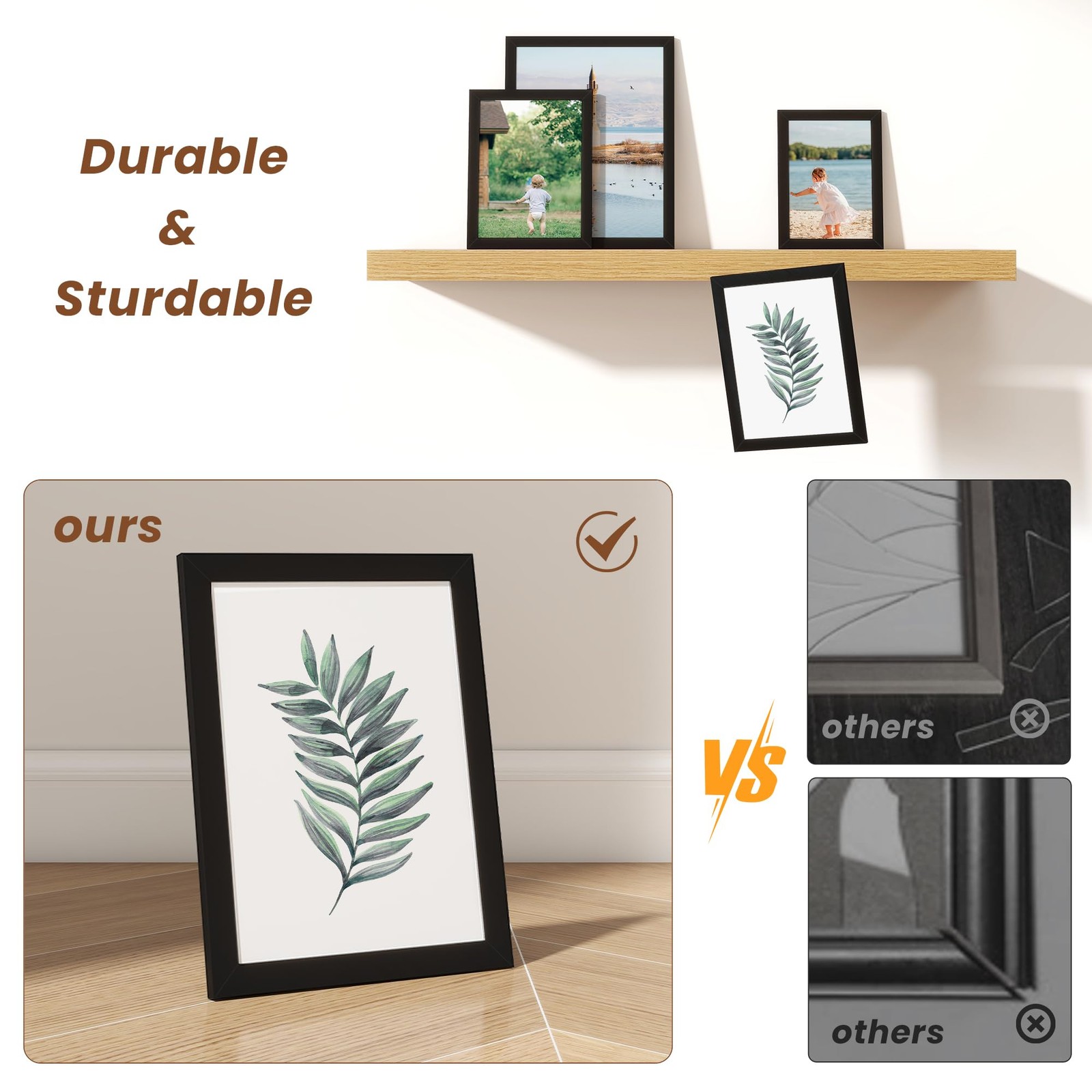 8×10 Picture Frame Set of 2,Display Pictures 8×10, 2（Black)