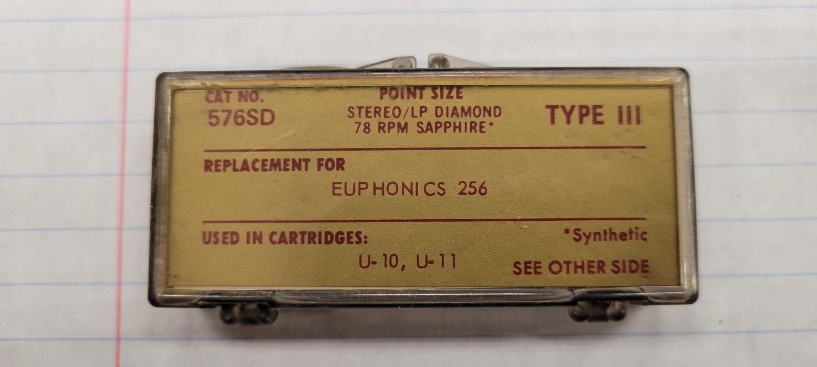 Recoton Type III Replacement Needle / Diamond / 576-SD / Euphonics 256