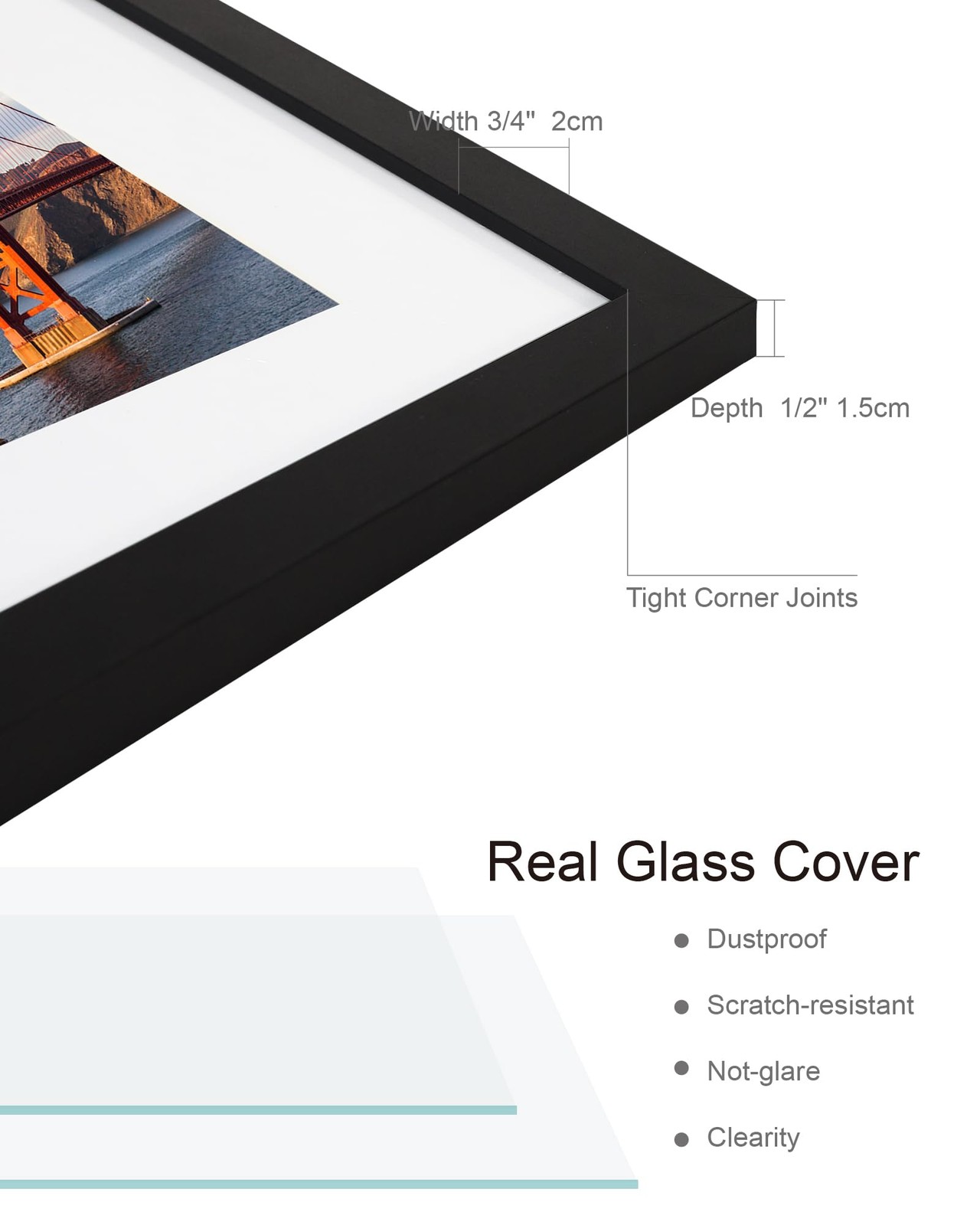 4×6 Picture Frame (4 Pack, Black), Made of Real Glass and Wooden Frame – Display