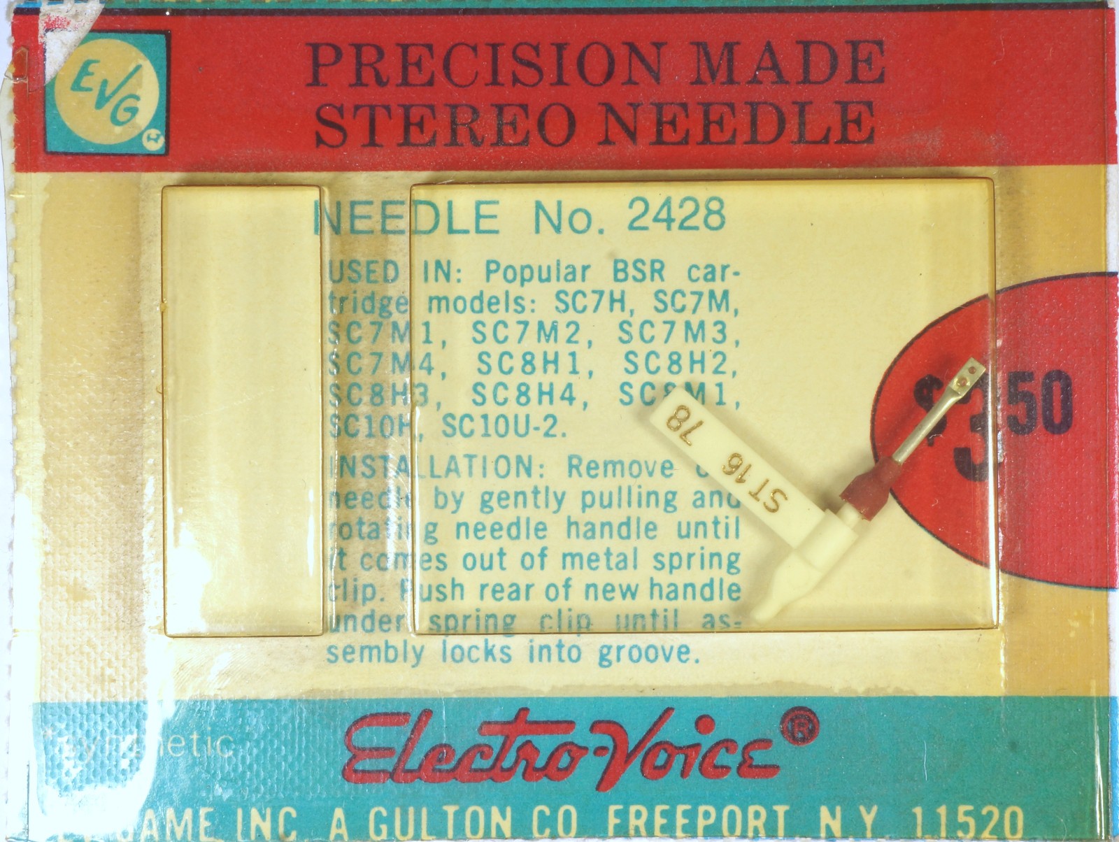 NOS Electro Voice EV 2428 Needle for BSR SC7H SC7M SC7M1 SC7M2 SC7M3 SC7M4 SC8H1