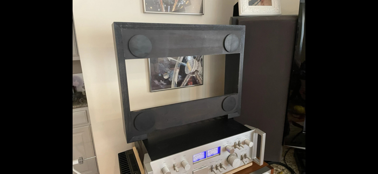 Custom Wood Turntable Base, Drop-In Cabinet, Fits audio-technical AT-LP120-USB.