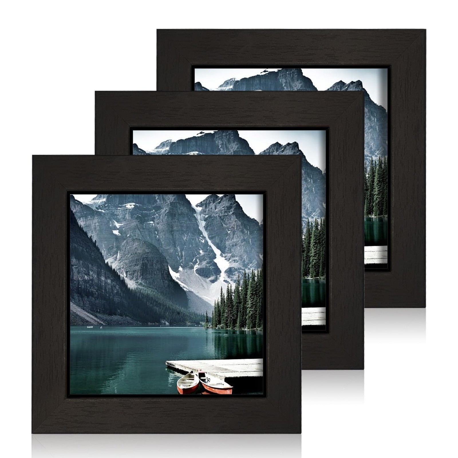 Hongkee 4×4 Black Picture Frames set of 3, Made Wooden and in,
